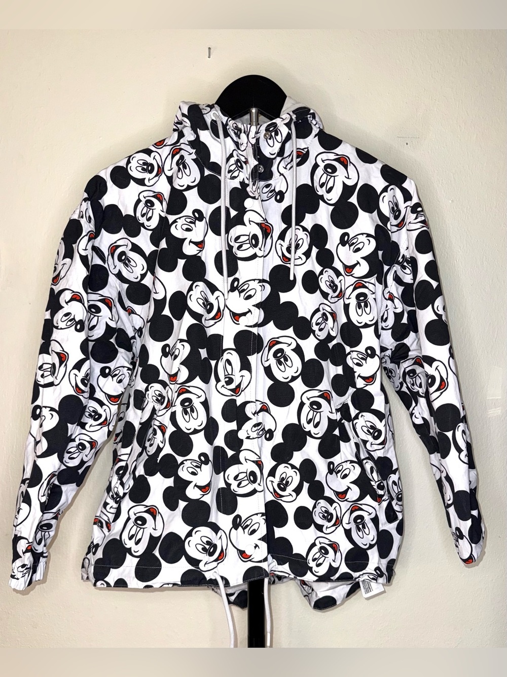 Disney Parks Mickey Mouse All-Over Print Hooded Rain Jacket, size XS